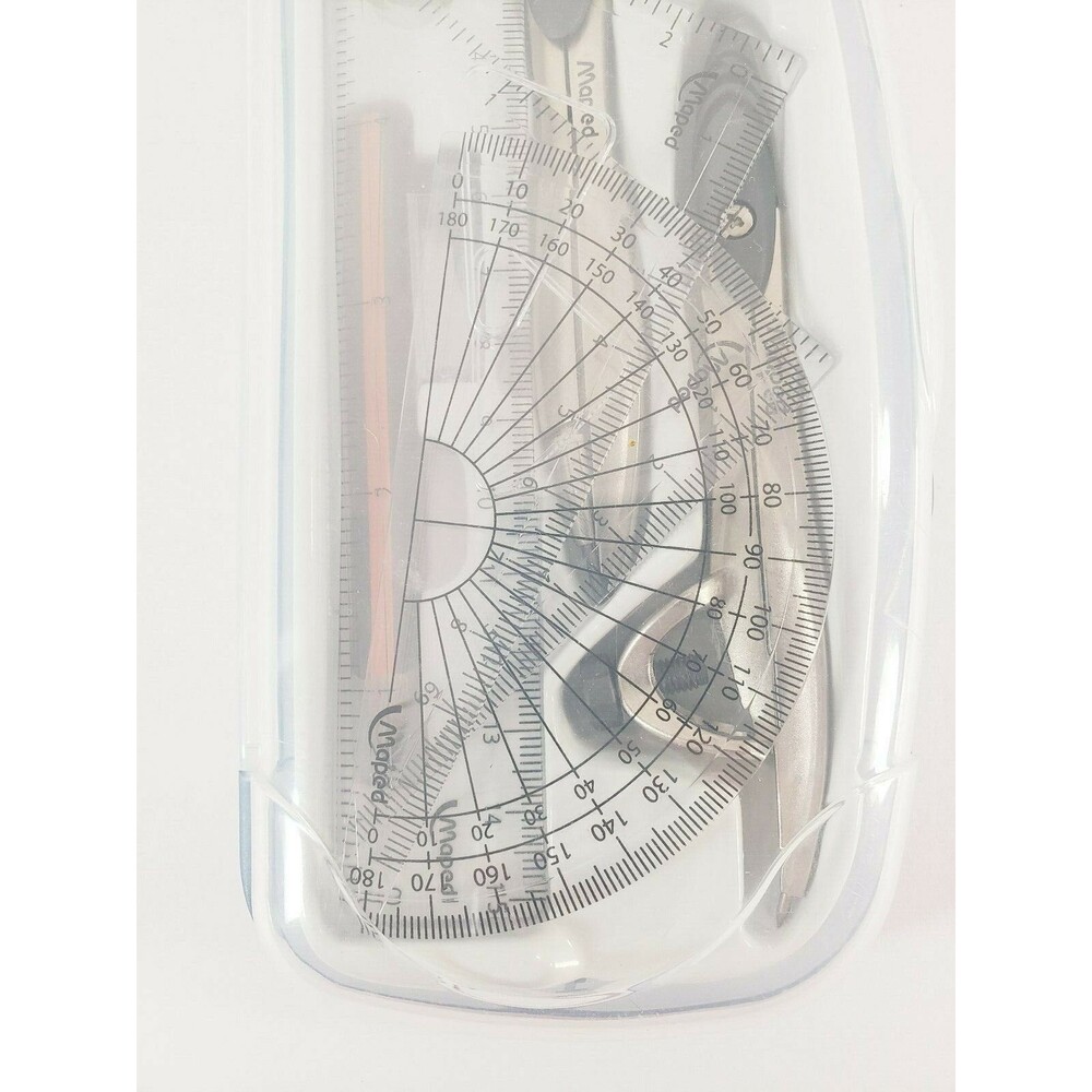Maped Geometry 10 Piece Set Compass Ruler Protractor Squares Math Algebra - Picture 6 of 16